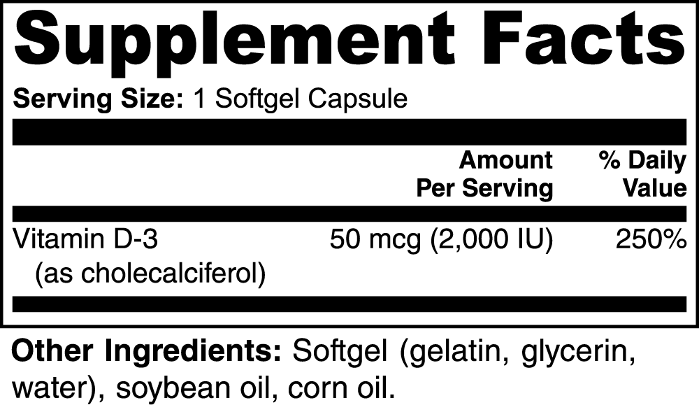 SunBurst Vitamin D3 2,000 IU